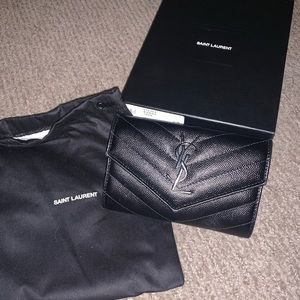 YSL black flap wallet